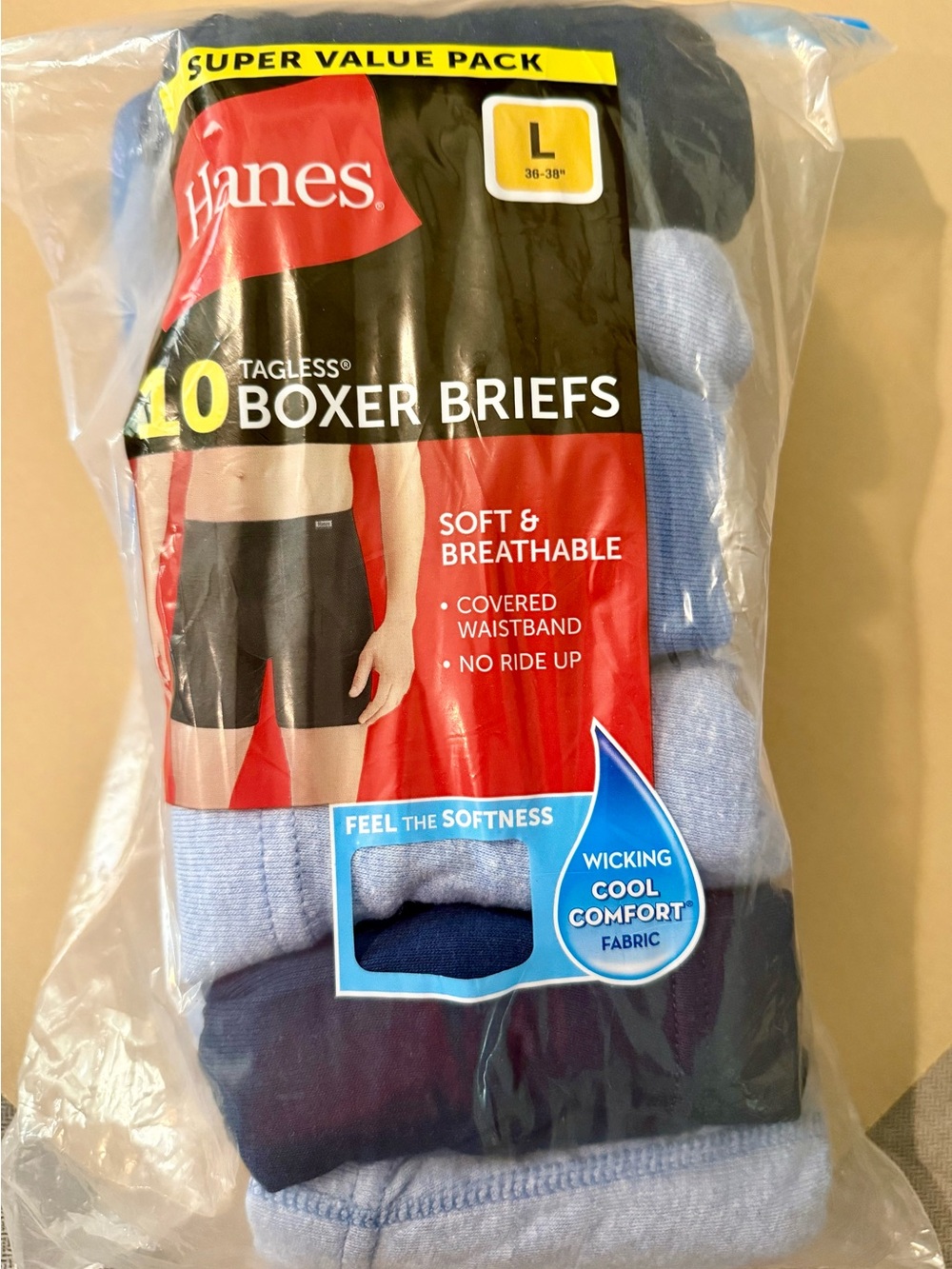 Hanes Men's 10-Pack Boxer Briefs - Light Blue & Navy